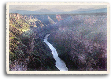 The Rio Grande Gorge is actually a geological rift which runs 800 feet deep through much of Northern New Mexico, including here in the Taos area. The best whitewater rapids are found on the Rio Grande, with Class II - V rapids available along sections of this river.